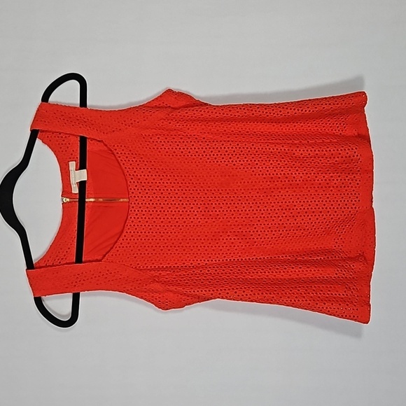 Banana Republic Women's Lava Red Sleeveless Eyelet Blouse Size 10 - Picture 3 of 9